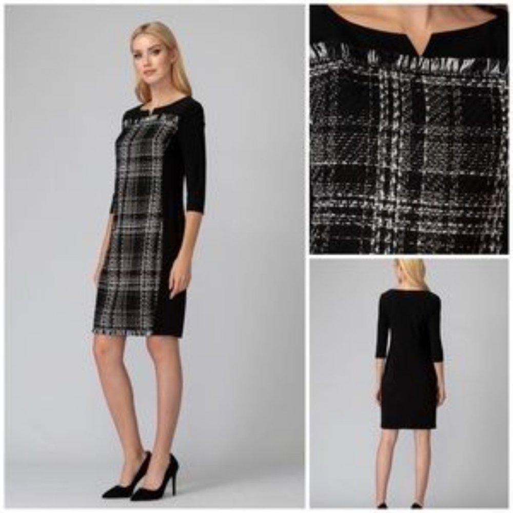 NWT 🇨🇦JR Black/White Fringed Plaid Blanket Front